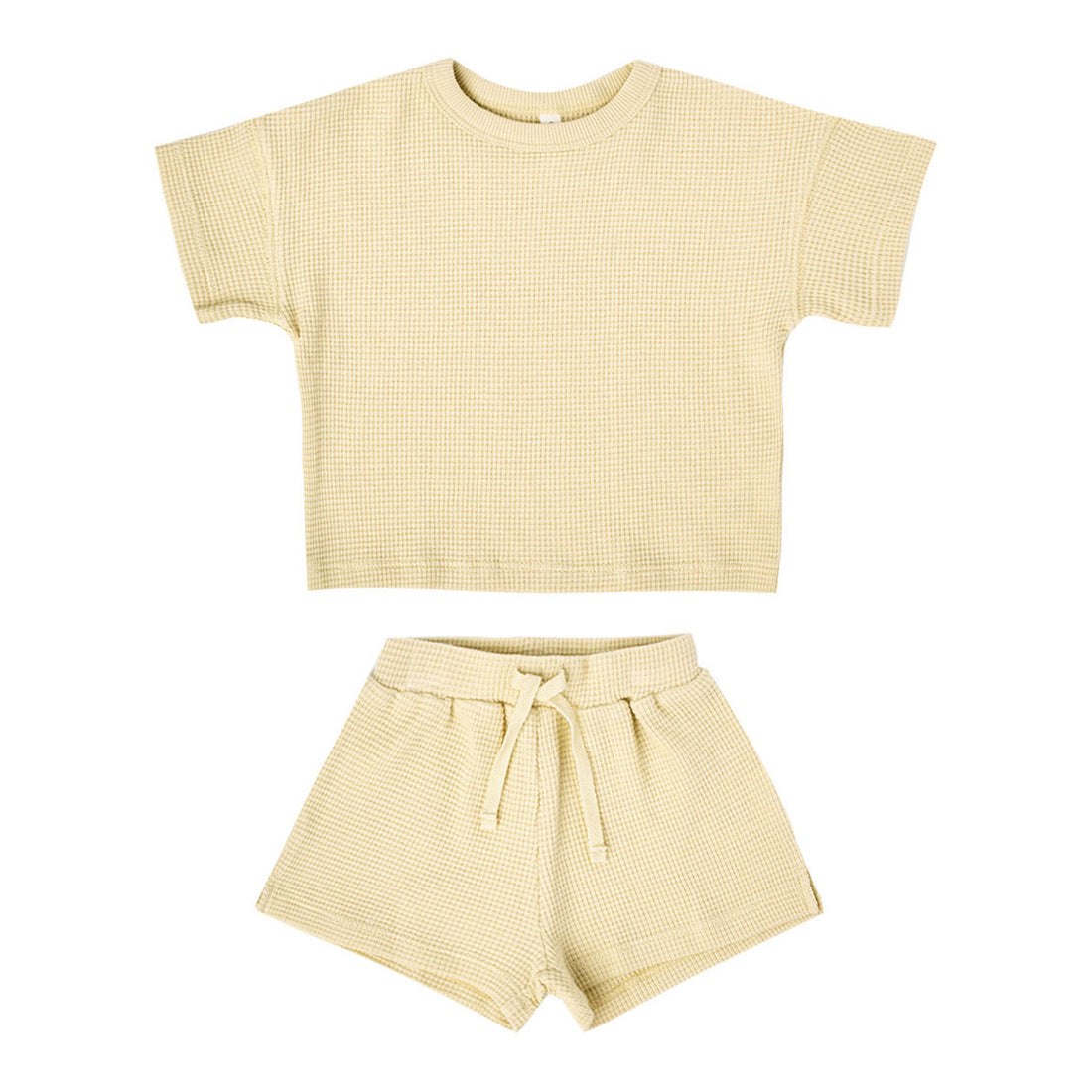 Quincy Mae Yellow Waffle Short Set