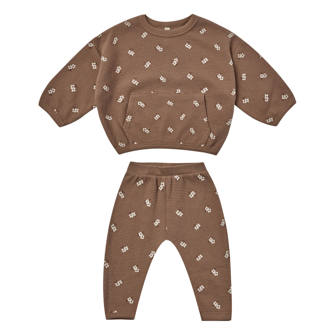 Quincy Mae Waffle Top + Pant Set | Cocoa Floral