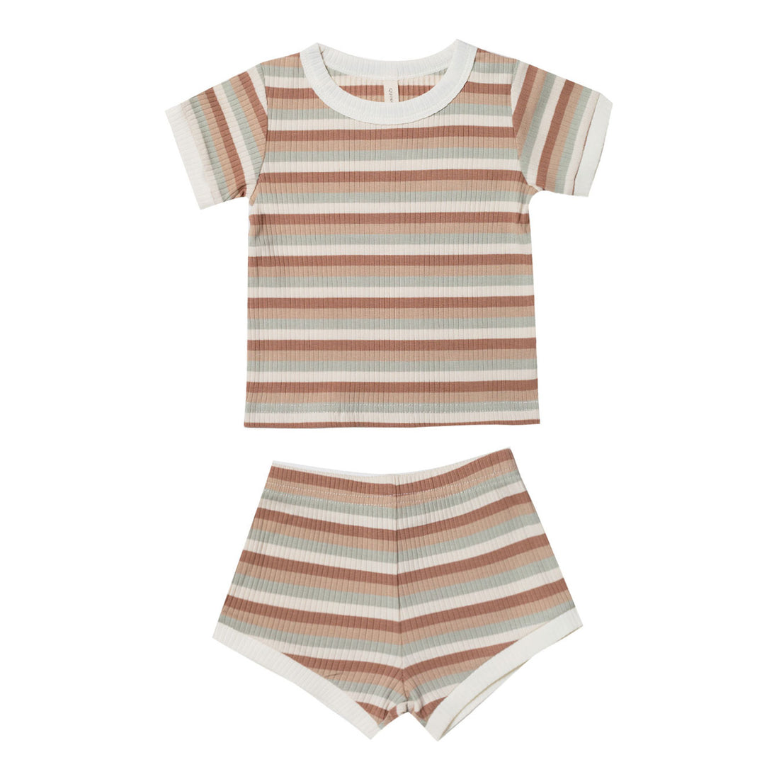 Quincy Mae Ribbed Shortie Set | Summer Stripe
