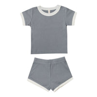 Quincy Mae Ribbed Shortie Set | Ocean