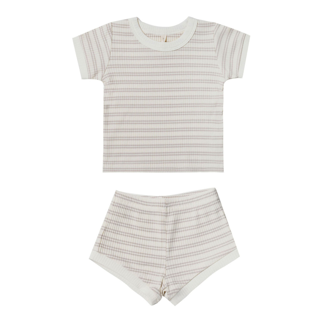 Quincy Mae Ribbed Shortie Set | Silver Stripe