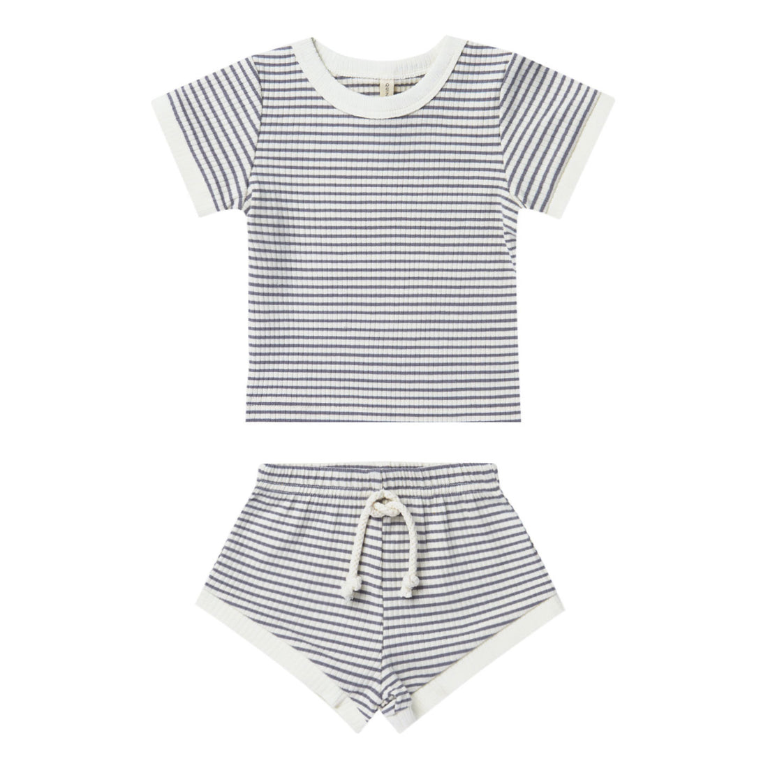 Quincy Mae Ribbed Shortie Set | Indigo-Stripe