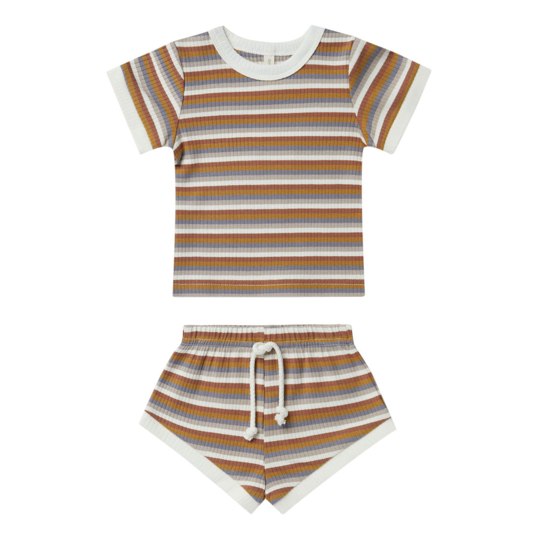 Quincy Mae Ribbed Shortie Set | Multi-Stripe