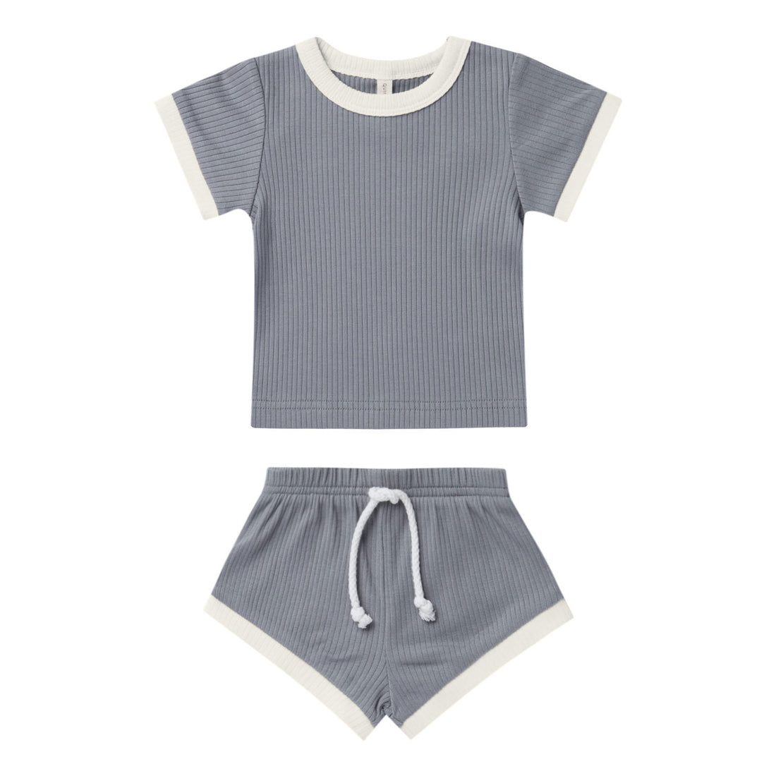Quincy Mae Ribbed Shortie Set | Washed-Indigo