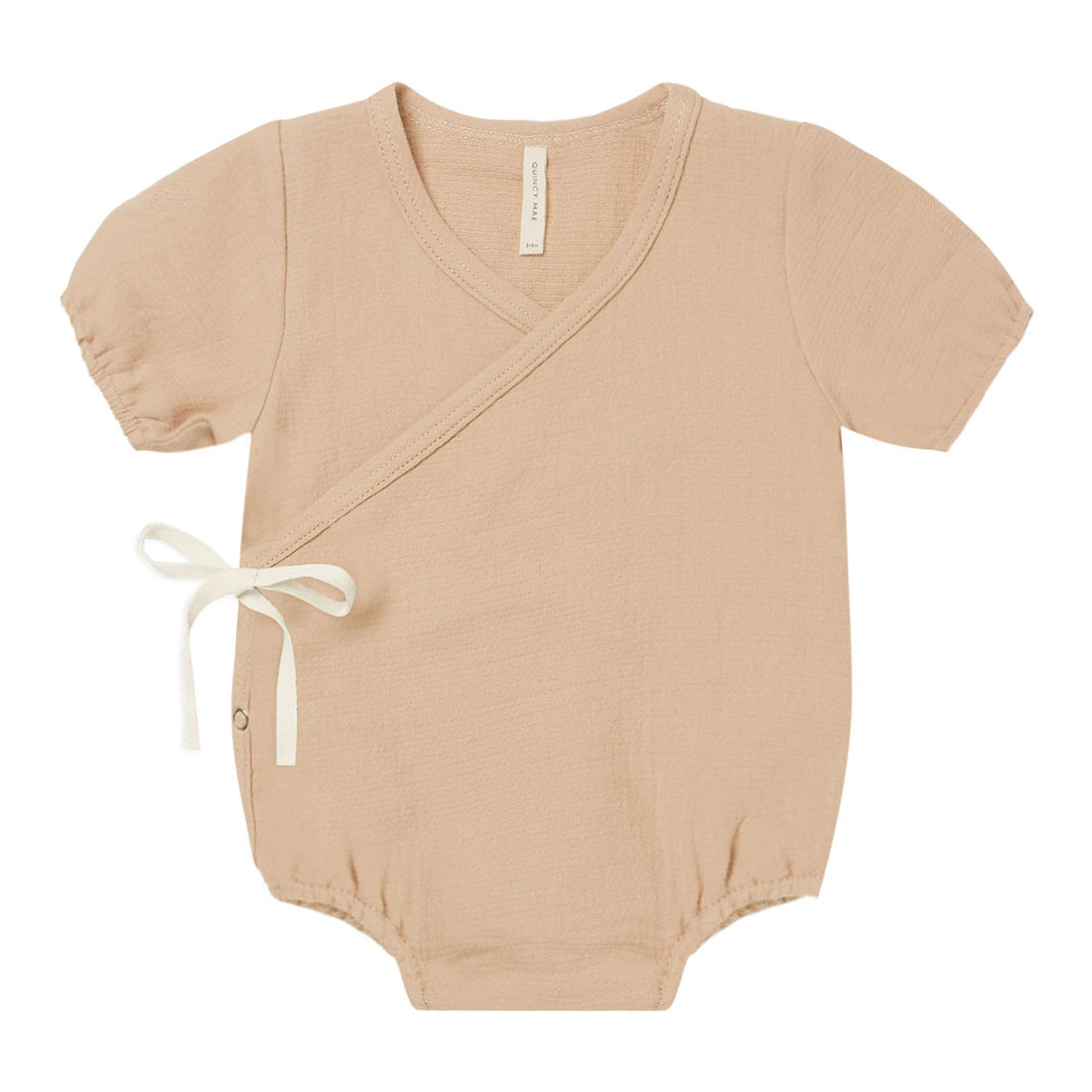 Quincy Mae Woven Wrap Romper | Apricot