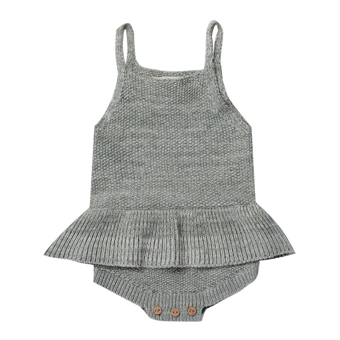 Quincy Mae Sea Green Heather Knit Ruffle Romper