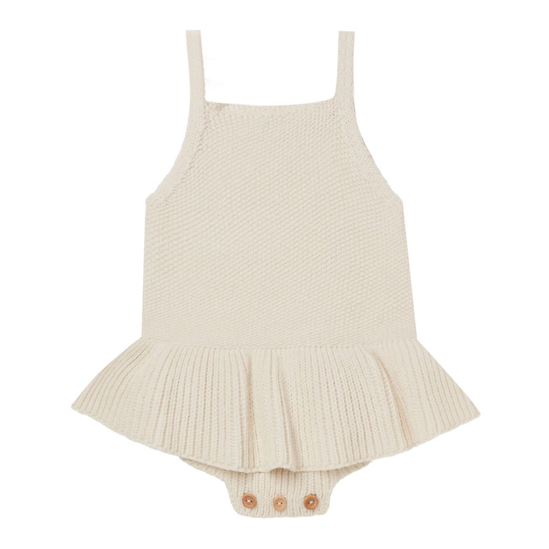 Quincy Mae Natural Knit Ruffle Romper
