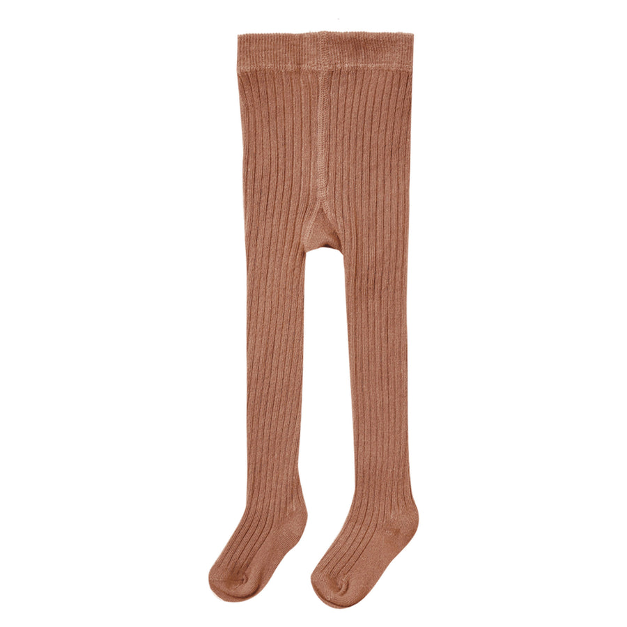 Quincy Mae  Clay Solid Ribbed Tights