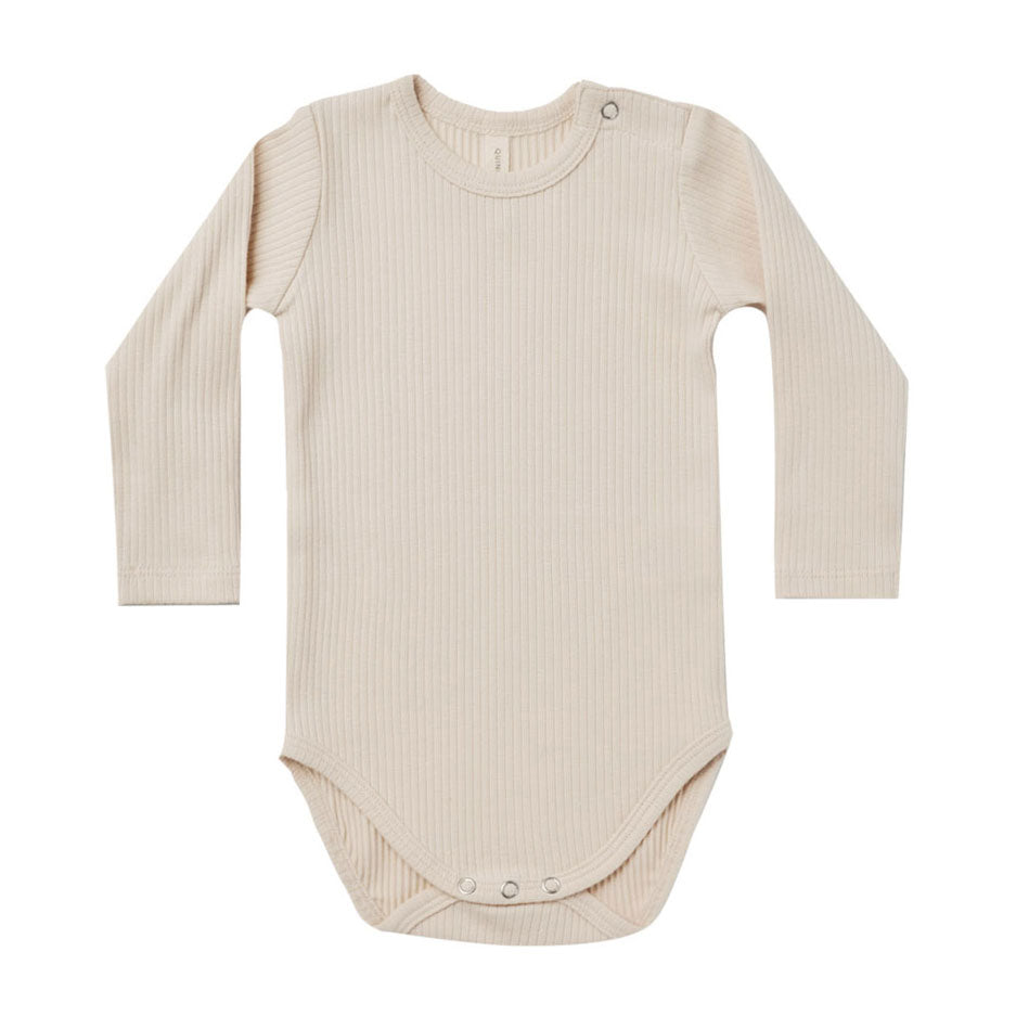 Quincy Mae Ribbed Long Sleeve Bodysuit | Natural