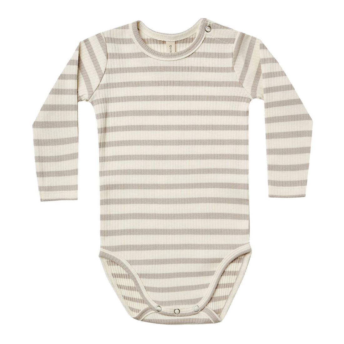 Quincy Mae  Ash Stripe Ribbed Longsleeve Bodysuit