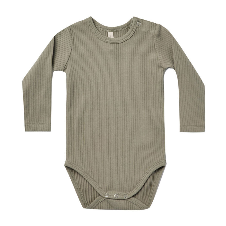 Quincy Mae Ribbed Long Sleeve Bodysuit | Fern
