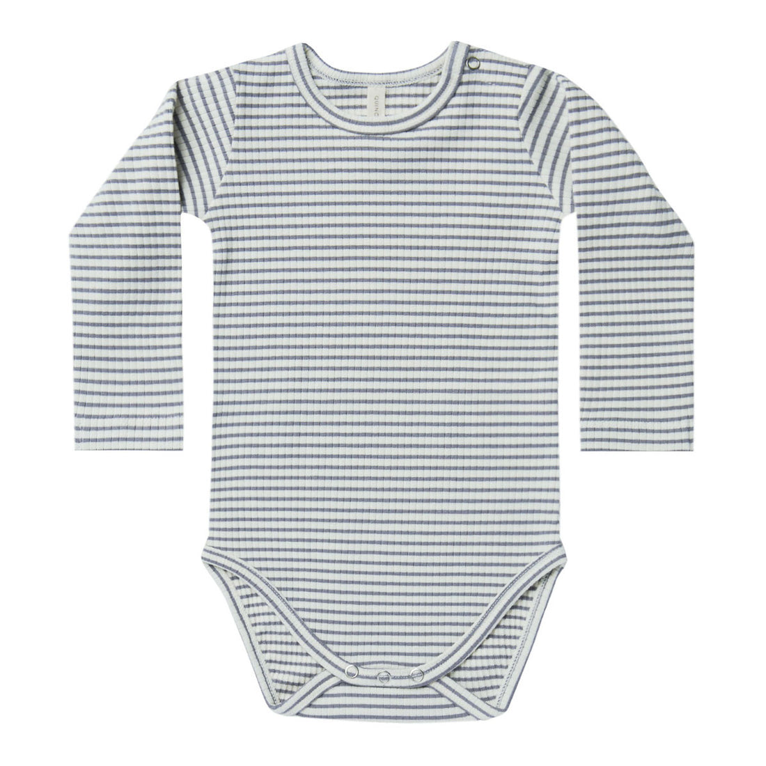Quincy Mae Ribbed Longsleeve Bodysuit | Indigo-Stripe