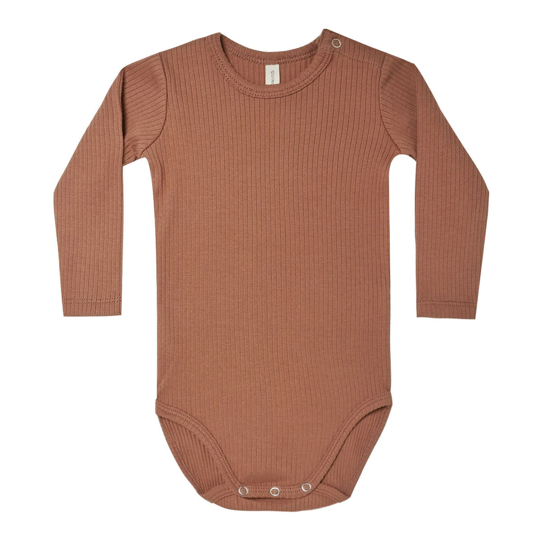 Quincy Mae  Clay Ribbed Longsleeve Bodysuit