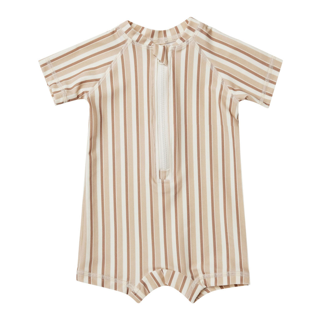 Quincy Mae One Piece Rashguard | Latte + Clay Stripe
