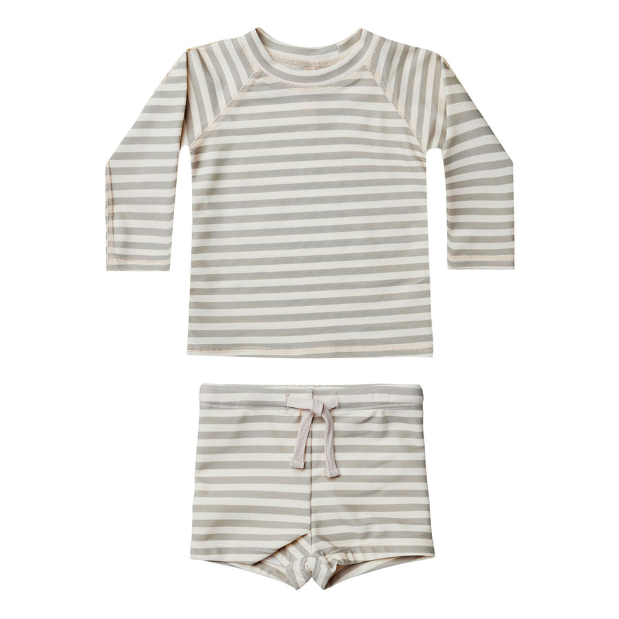Quincy Mae Boys Rashguard + Short Set | Pistachio Stripe