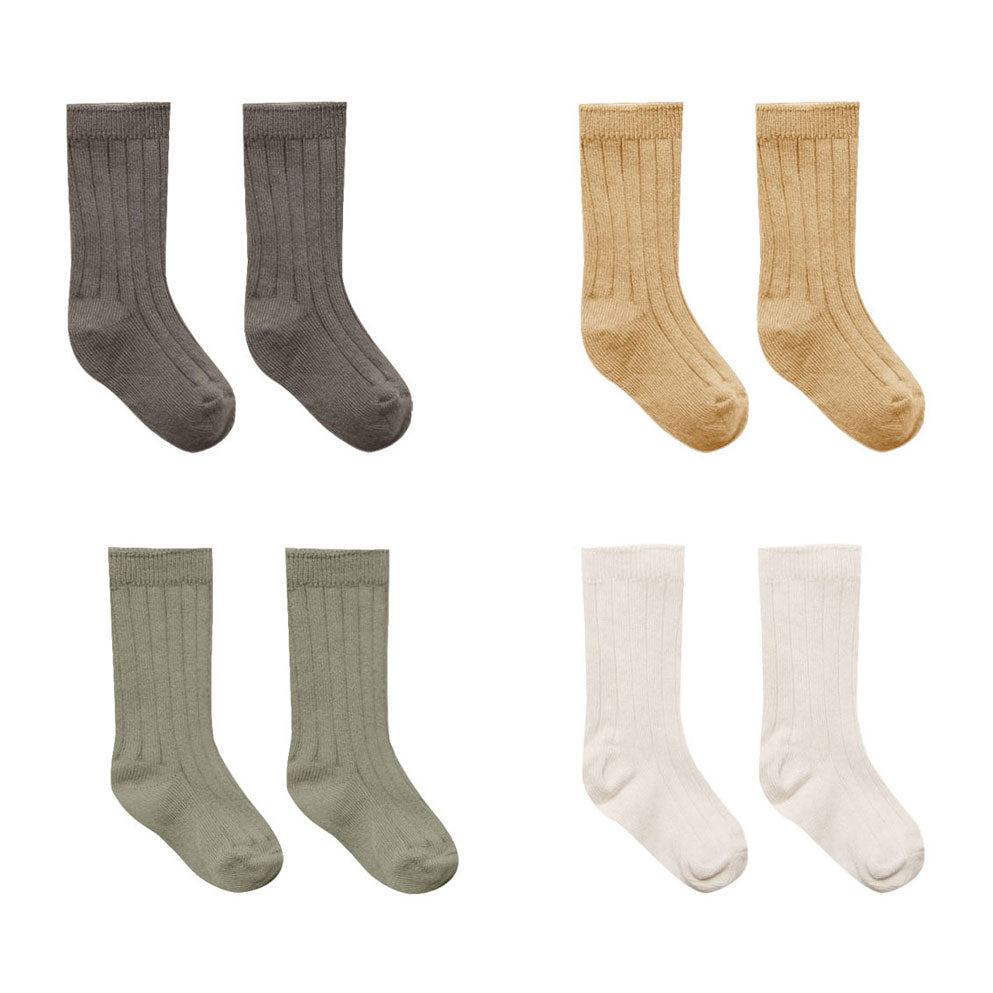 Quincy Mae Ribbed Socks Set | Fern, Charcoal, Natural, Honey