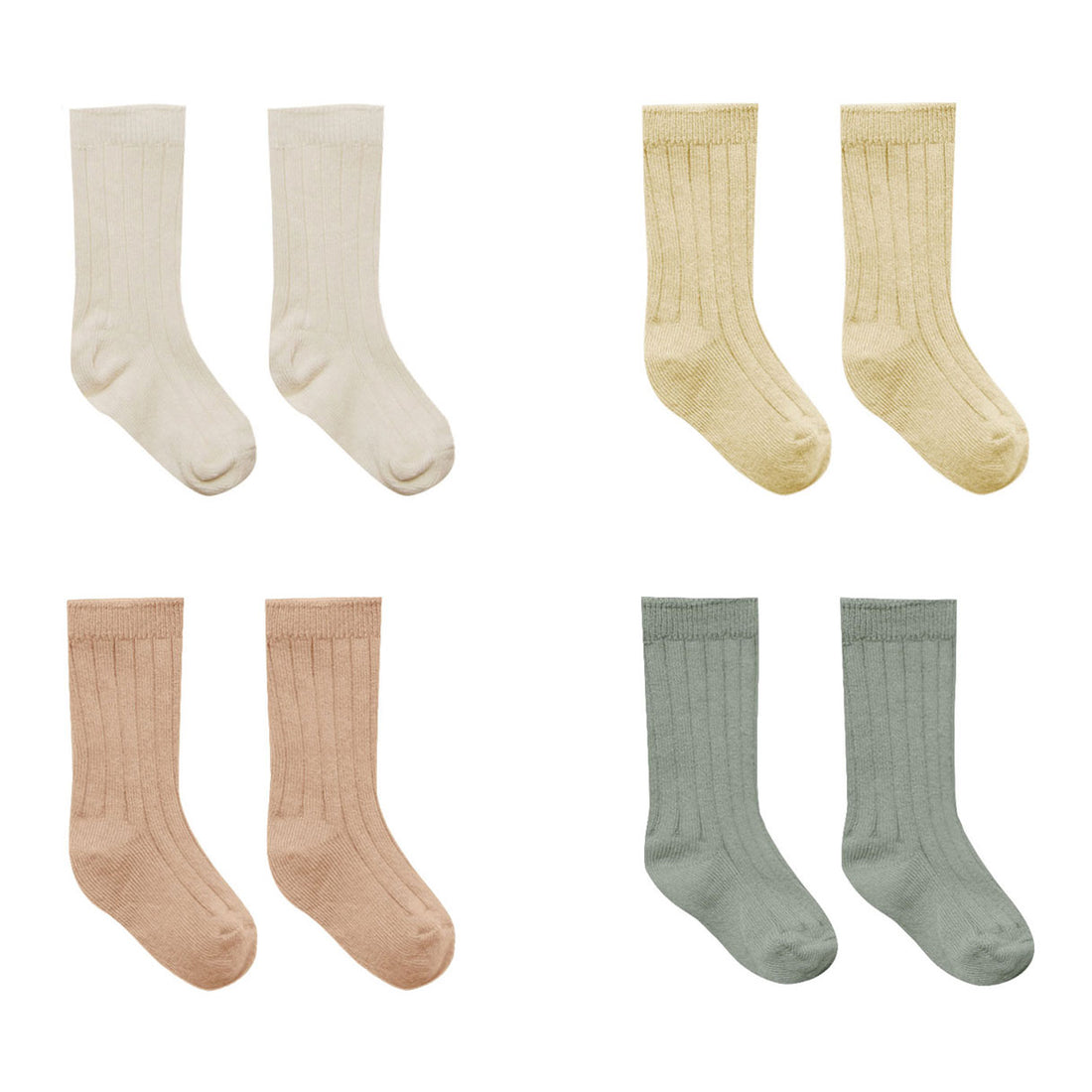Quincy Mae Natural, Yellow, Apricot, Sea Green Socks, Set Of 4