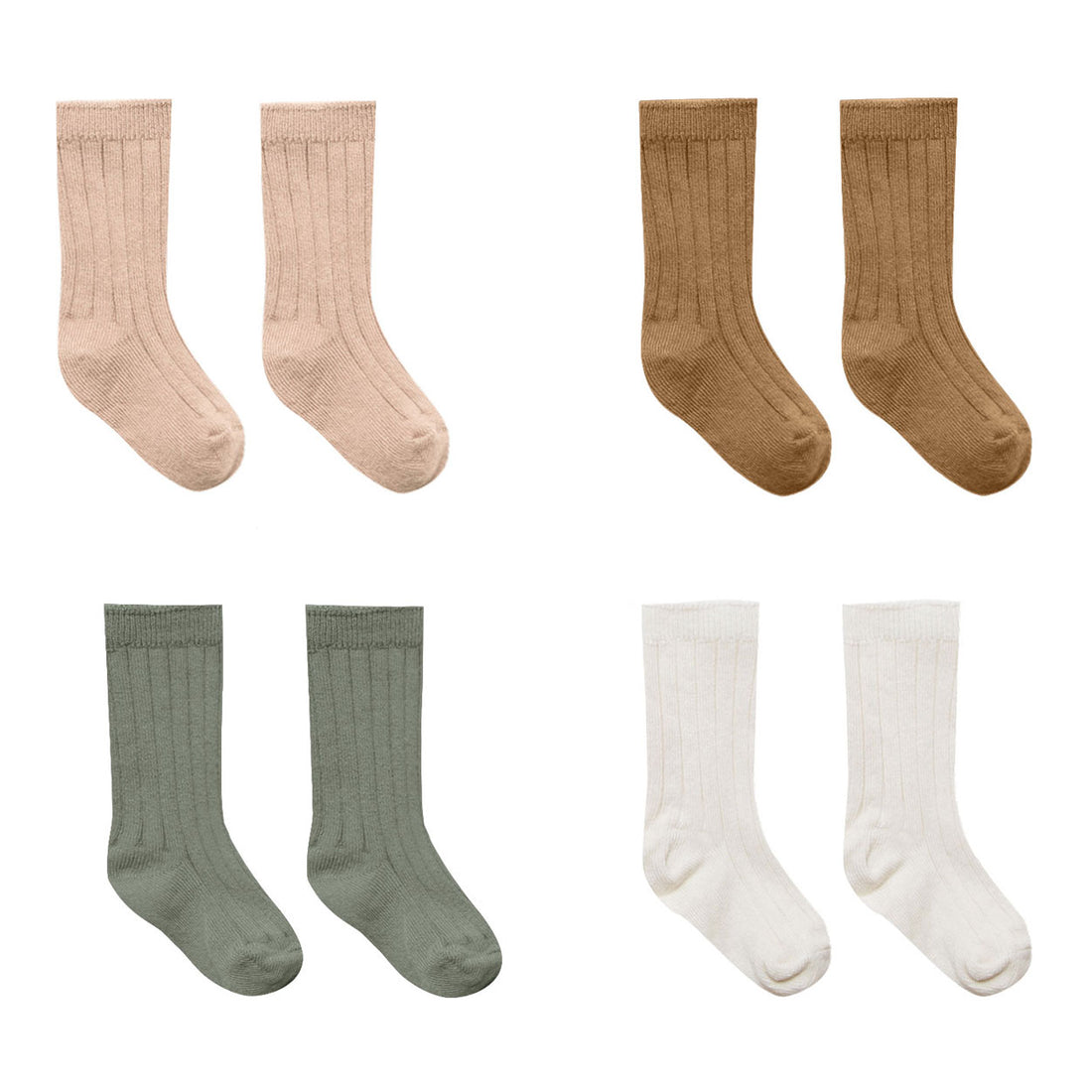 Quincy Mae Socks Set-Ivory, Basil, Petal, Walnut