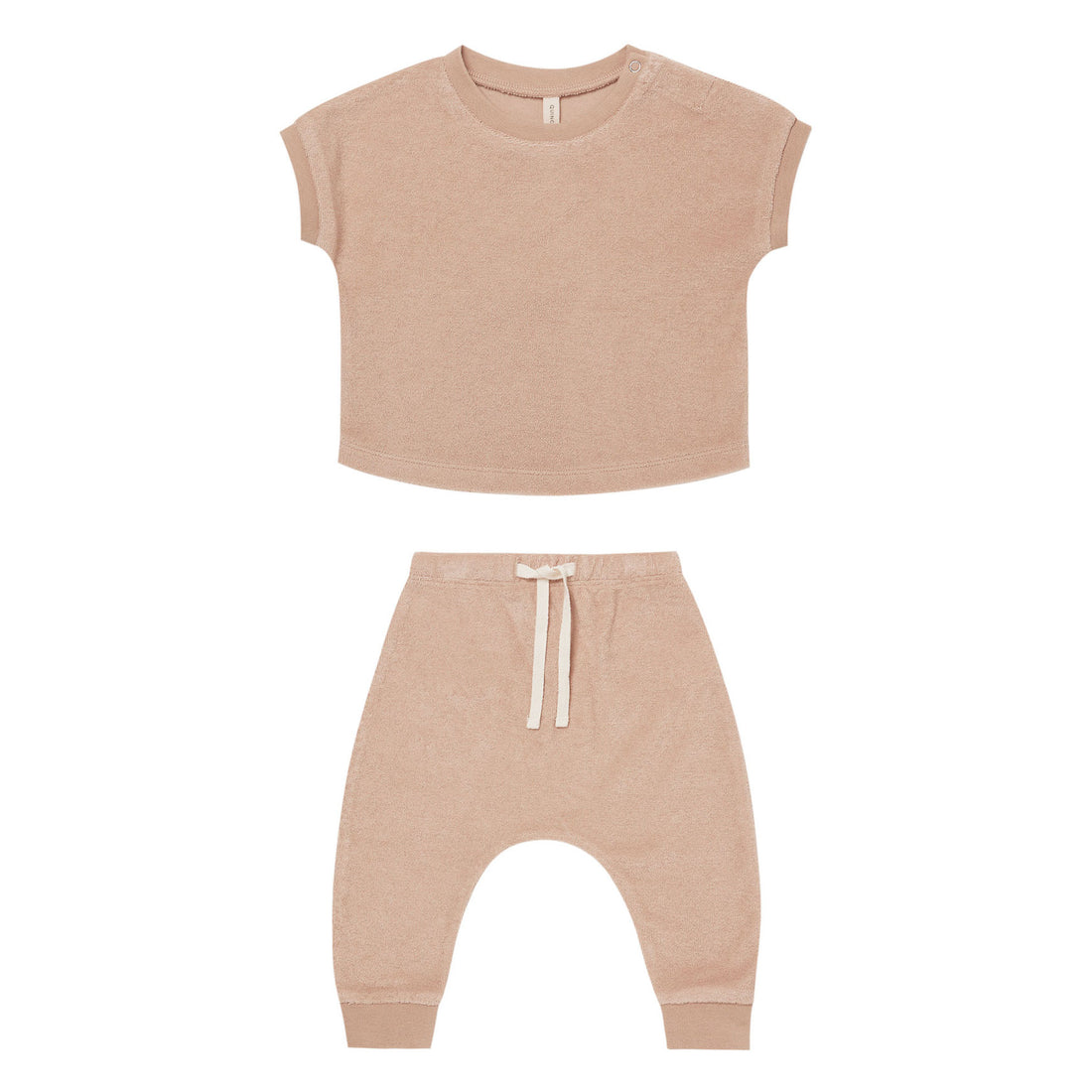 Quincy Mae Terry Tee + Pant Set | Blush