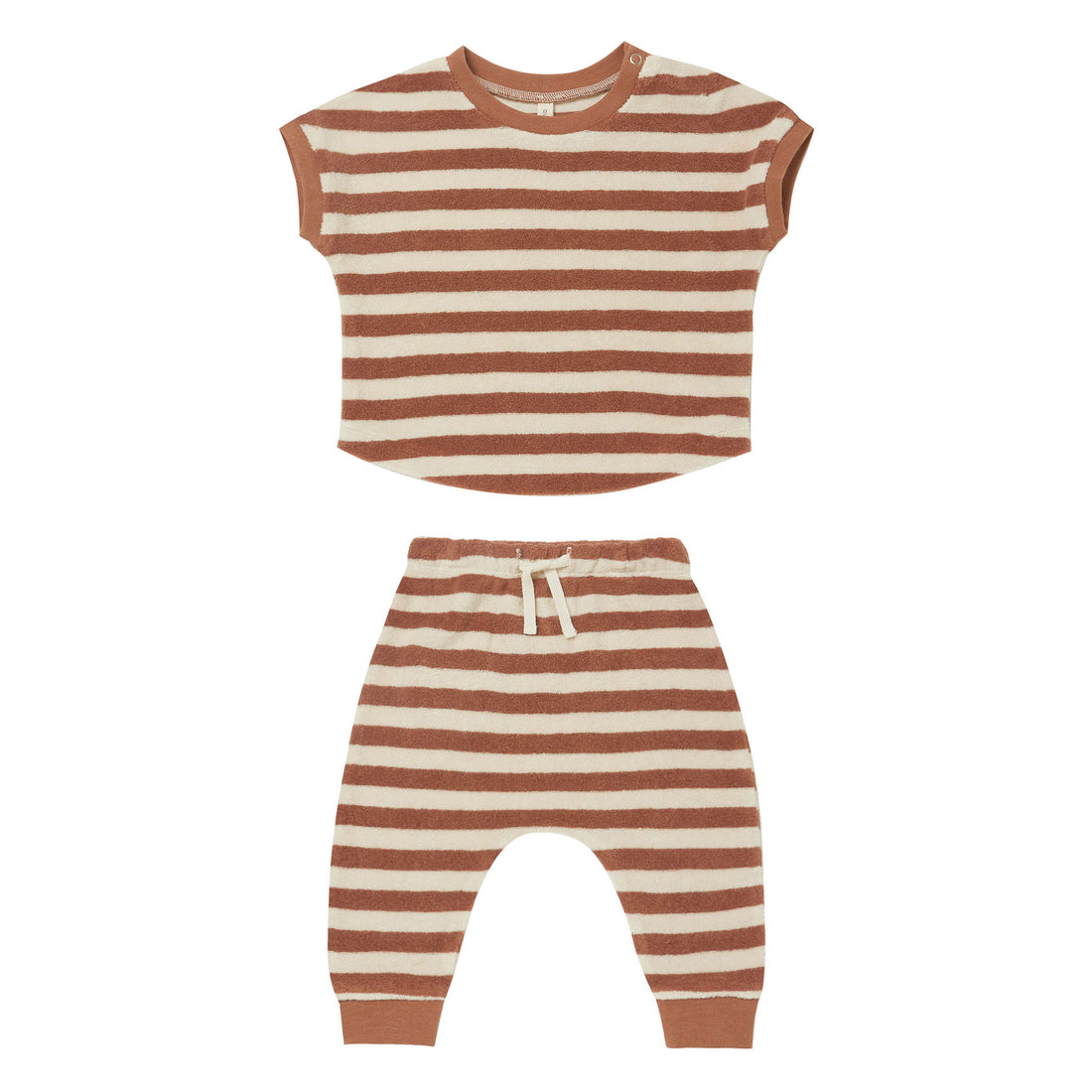 Quincy Mae Terry Tee + Pant Set | Amber-Stripe