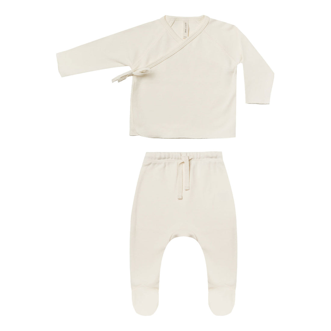 Quincy Mae Wrap Top + Footed Pant Set | Ivory