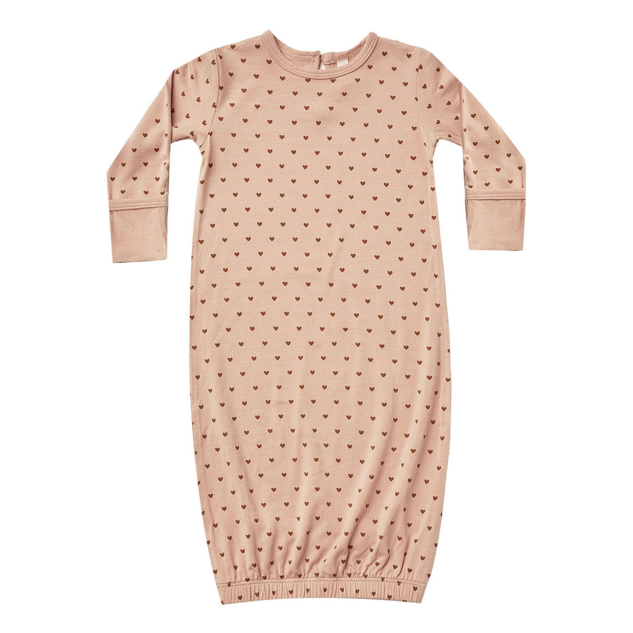 Quincy Mae Bamboo Baby Gown-Hearts
