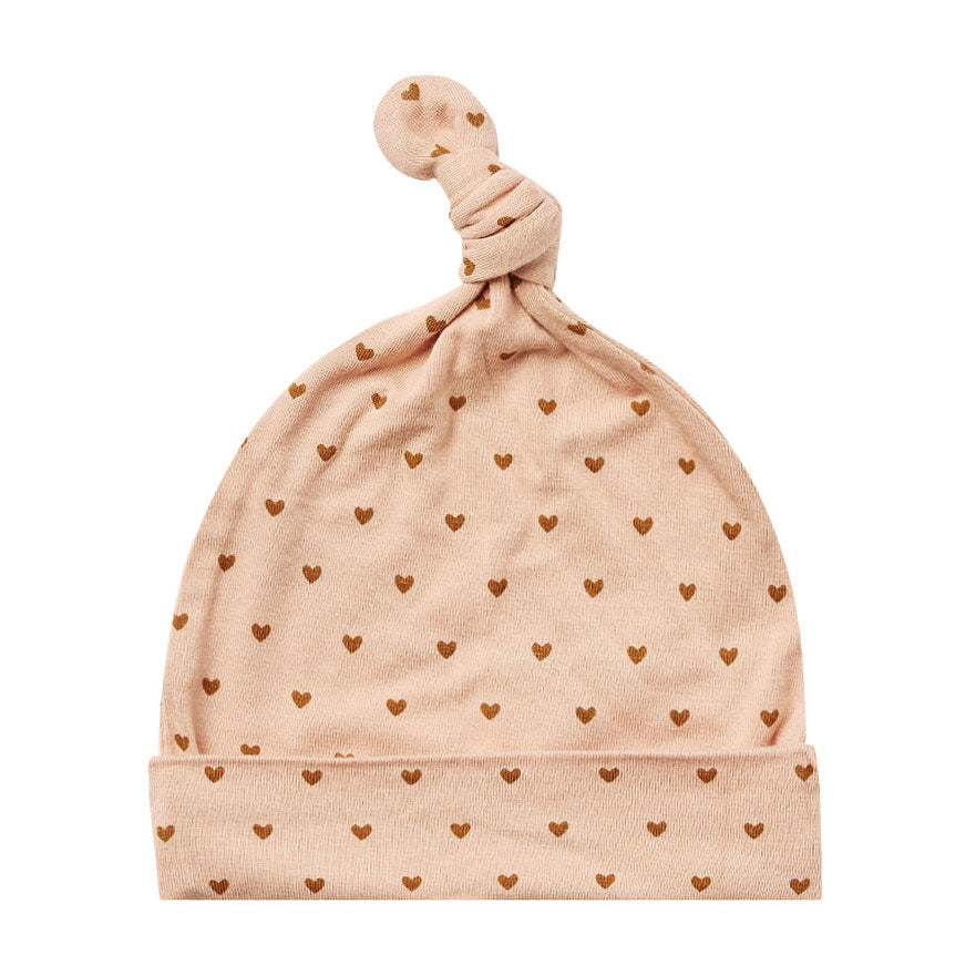 Quincy Mae Bamboo Knotted Baby Hat-Hearts