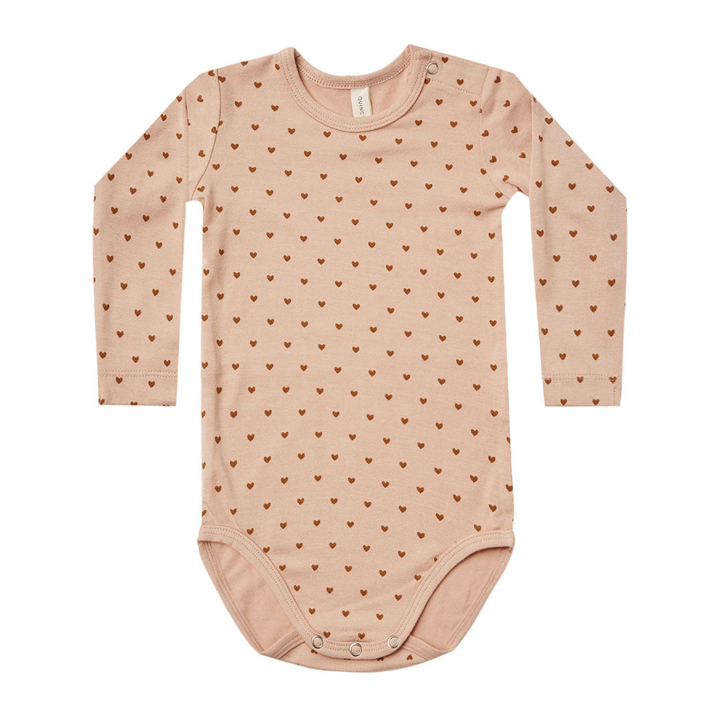 Quincy Mae Bamboo Longsleeve Bodysuit-Hearts