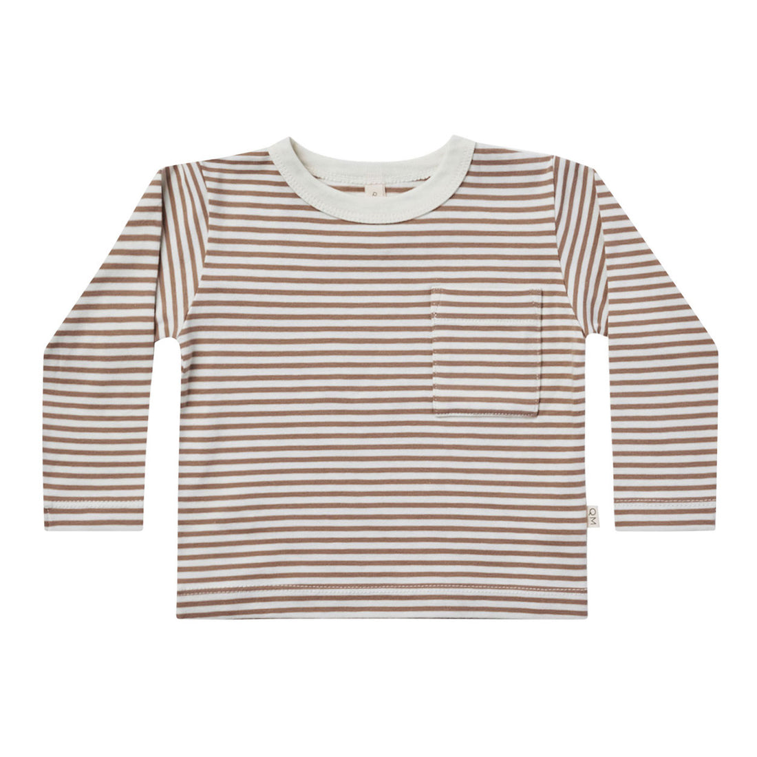 Quincy Mae Long Sleeve Pocket Tee | Cocoa Stripe