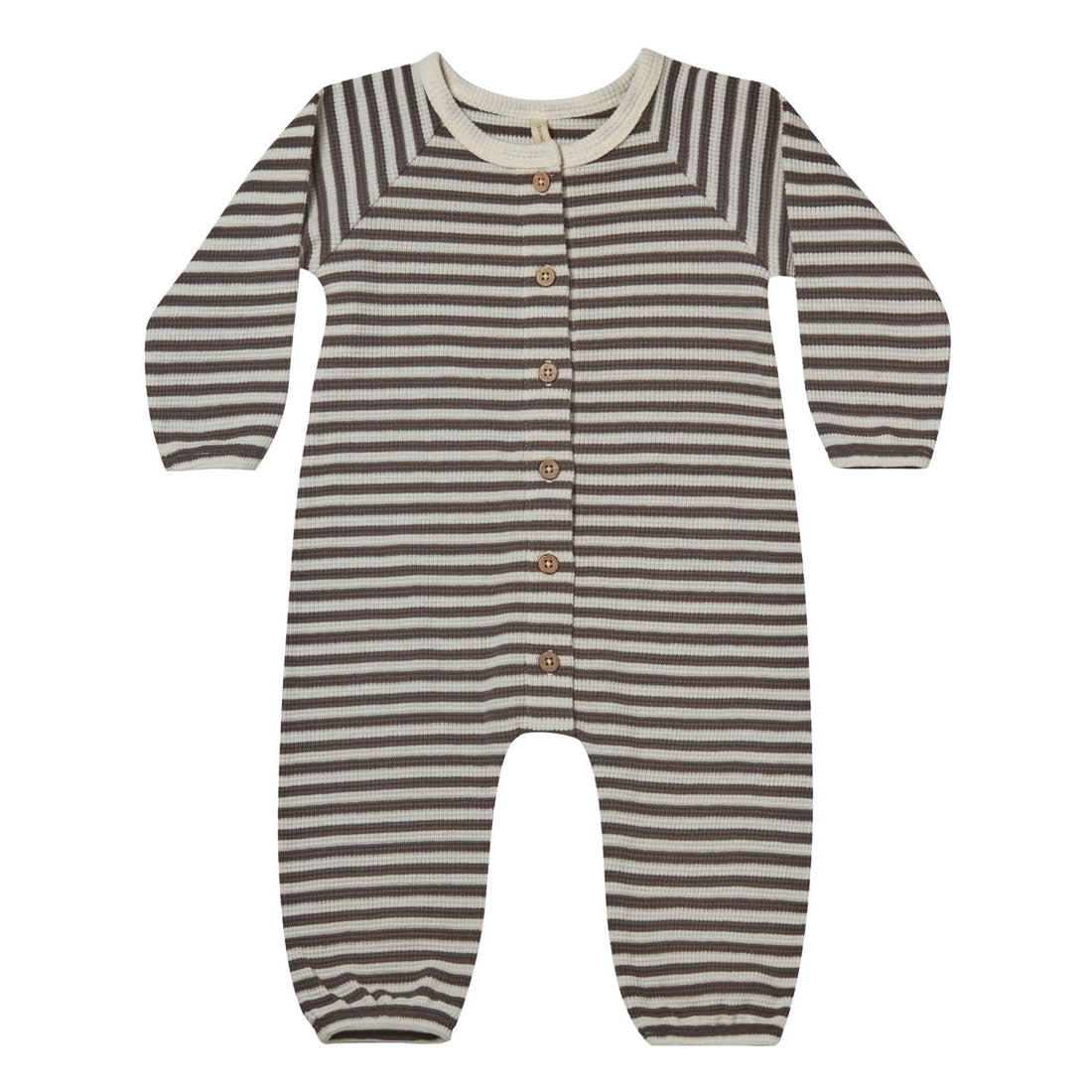 Quincy Mae Waffle Long Sleeve Jumpsuit | Charcoal Stripe