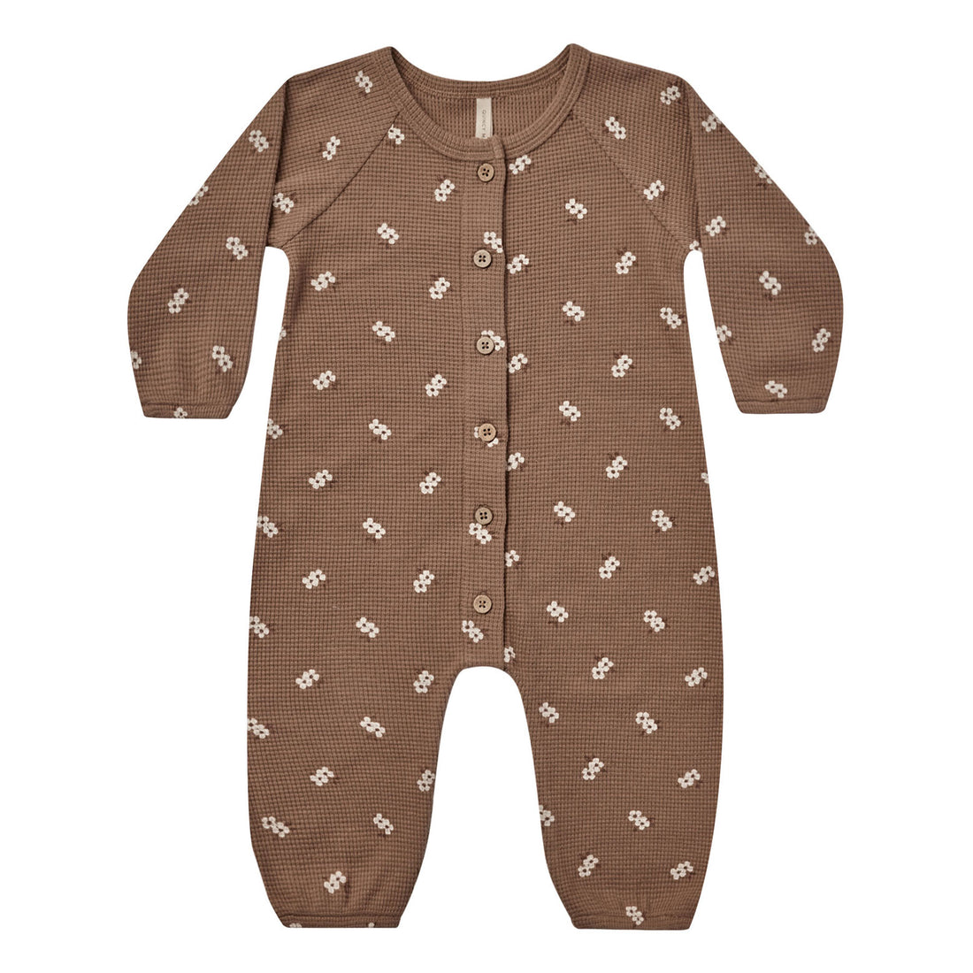 Quincy Mae Waffle Long Sleeve Jumpsuit | Cocoa Floral