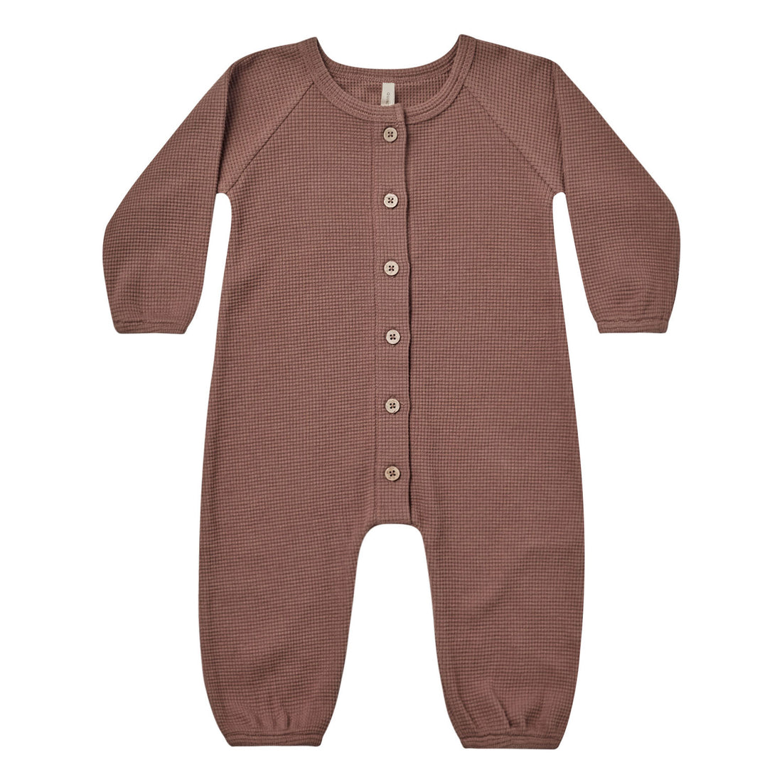 Quincy Mae Waffle Long Sleeve Jumpsuit | Pecan