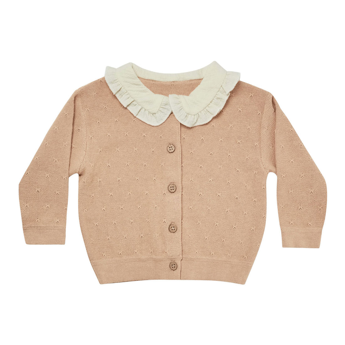 Quincy Mae Ruffle Collar Cardigan | Blush