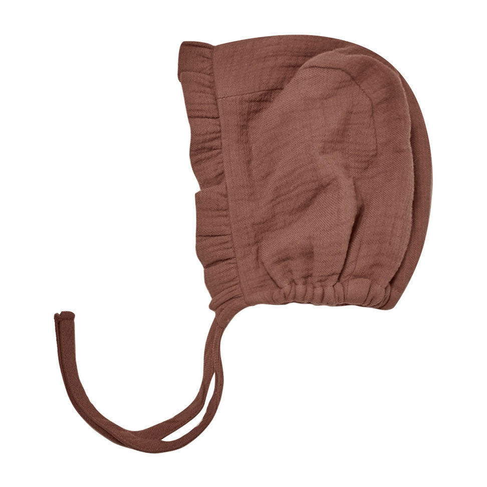 Quincy Mae Woven Ruffle Bonnet | Pecan