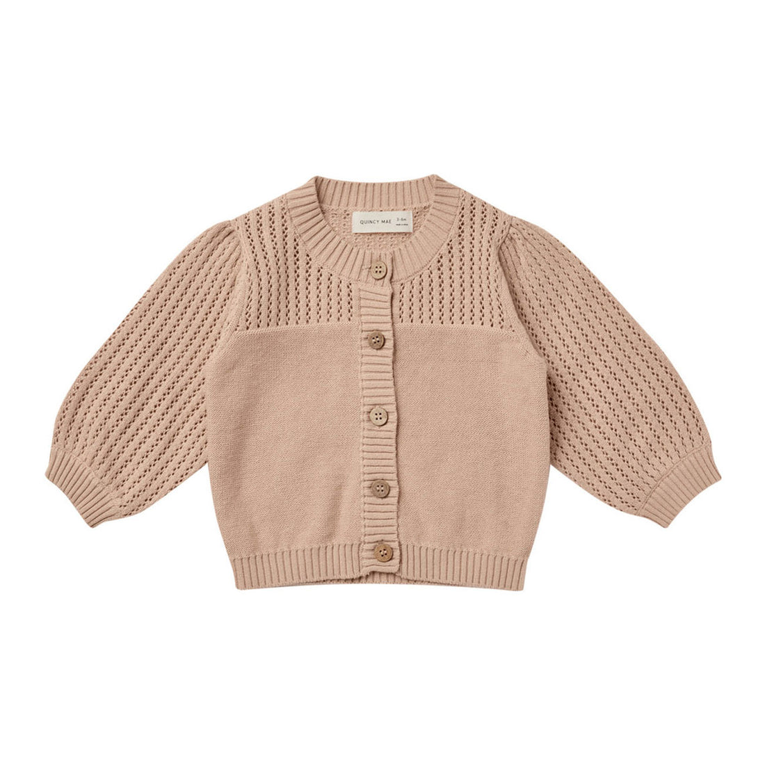 Quincy Mae Pointelle Knit Cardigan | Blush