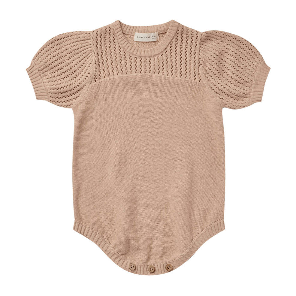 Quincy Mae Pointelle Knit Romper | Blush