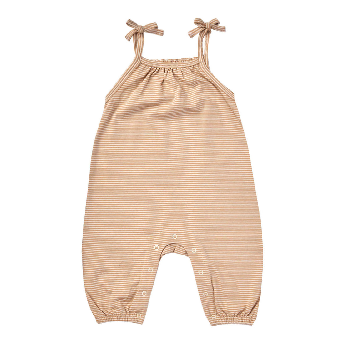 Quincy Mae Apricot Stripe Smocked Jumpsuit
