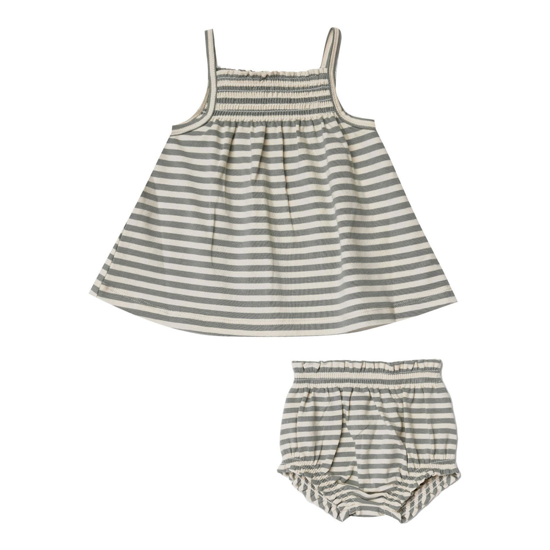 Quincy Mae Sea Green Stripe Smocked Tank + Bloomer