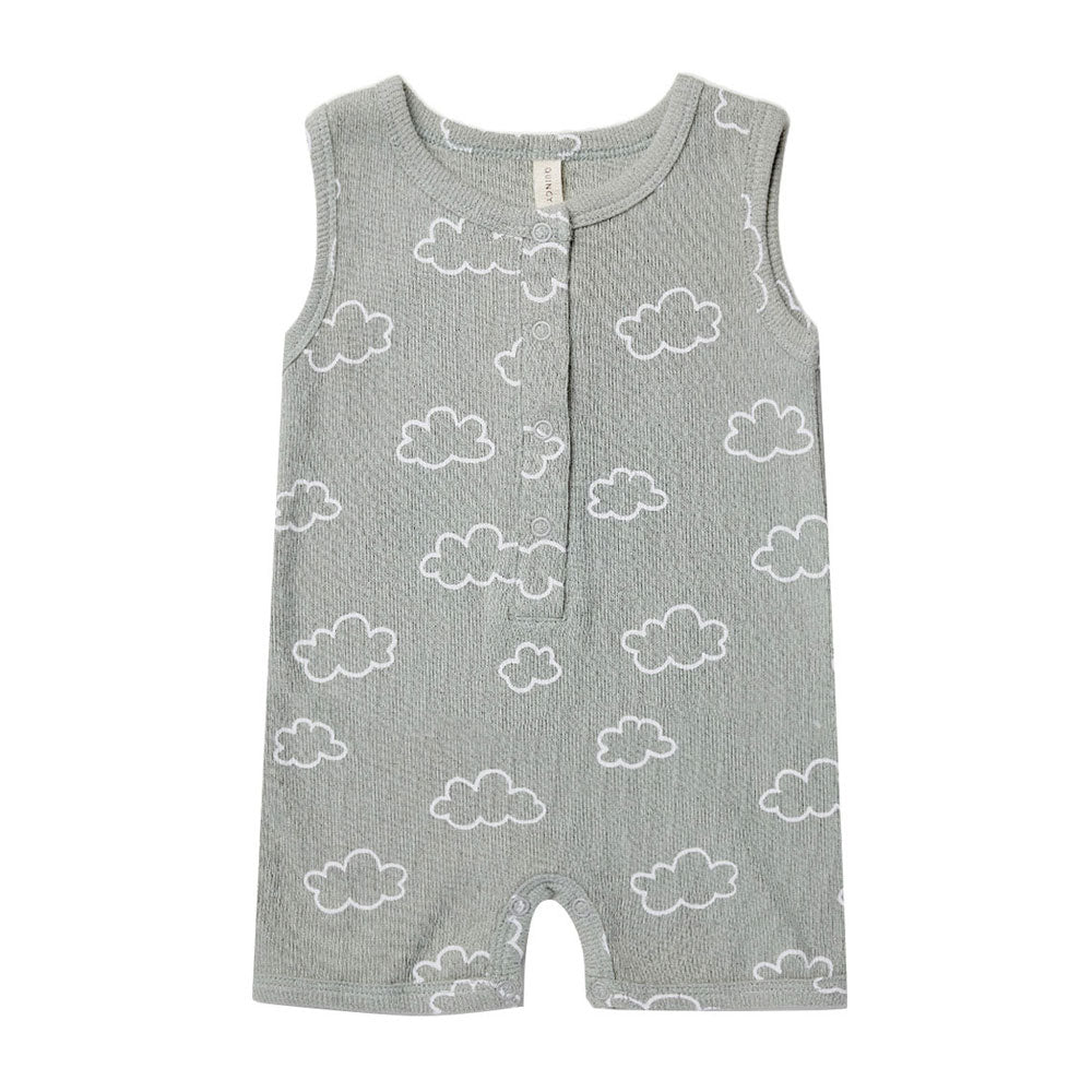 Quincy Mae Clouds Ribbed Henley Romper