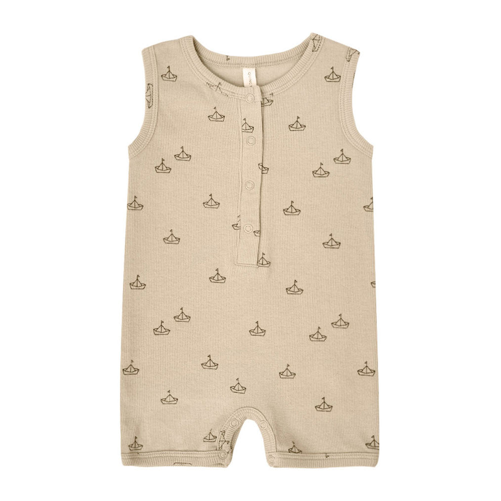 Quincy Mae Boats Ribbed Henley Romper