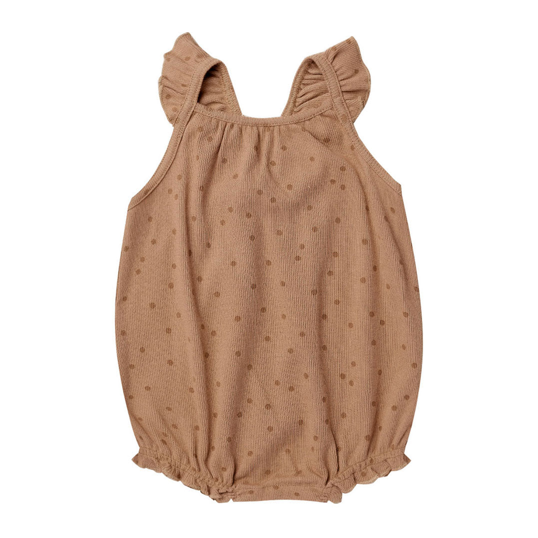 Quincy Mae Dots Ribbed Ruffle Romper