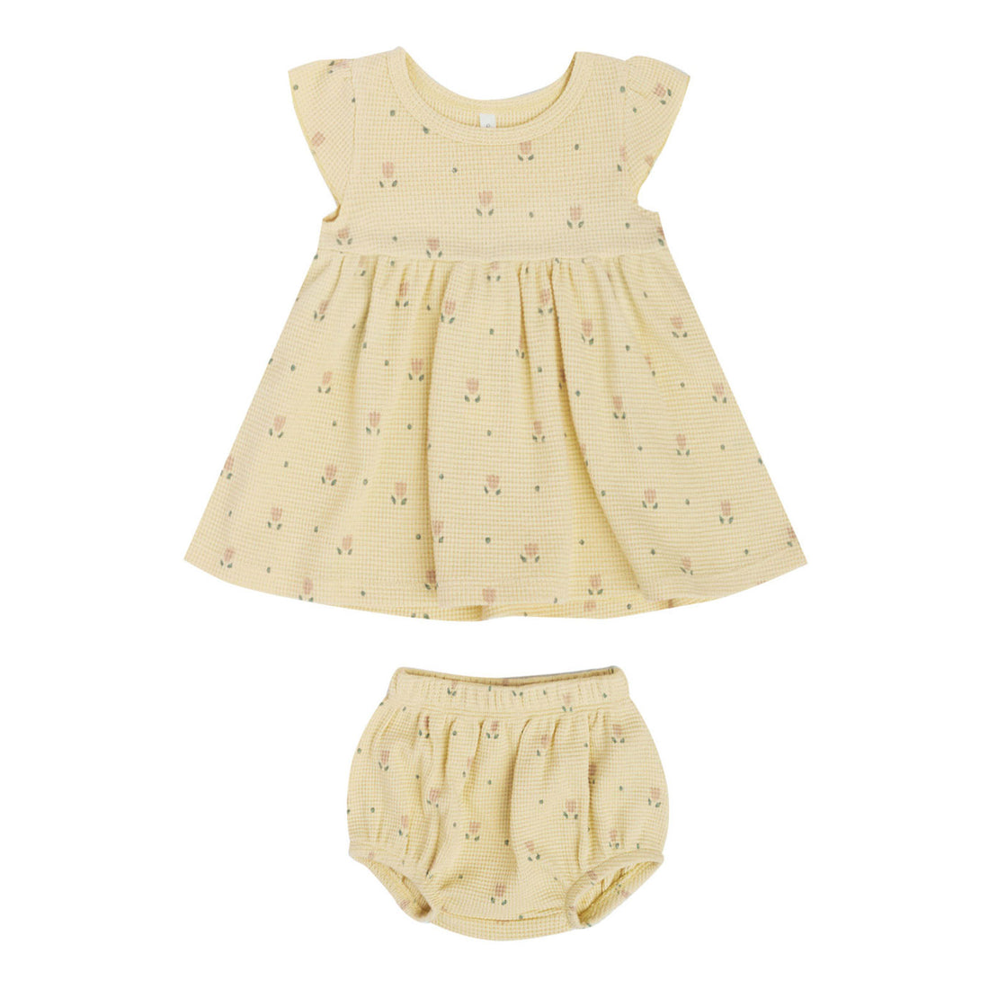 Quincy Mae Dutch Floral Waffle Flutter Sleeve Dress