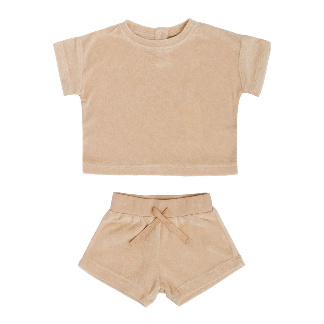 Quincy Mae Apricot Terry Tee & Shorts Set