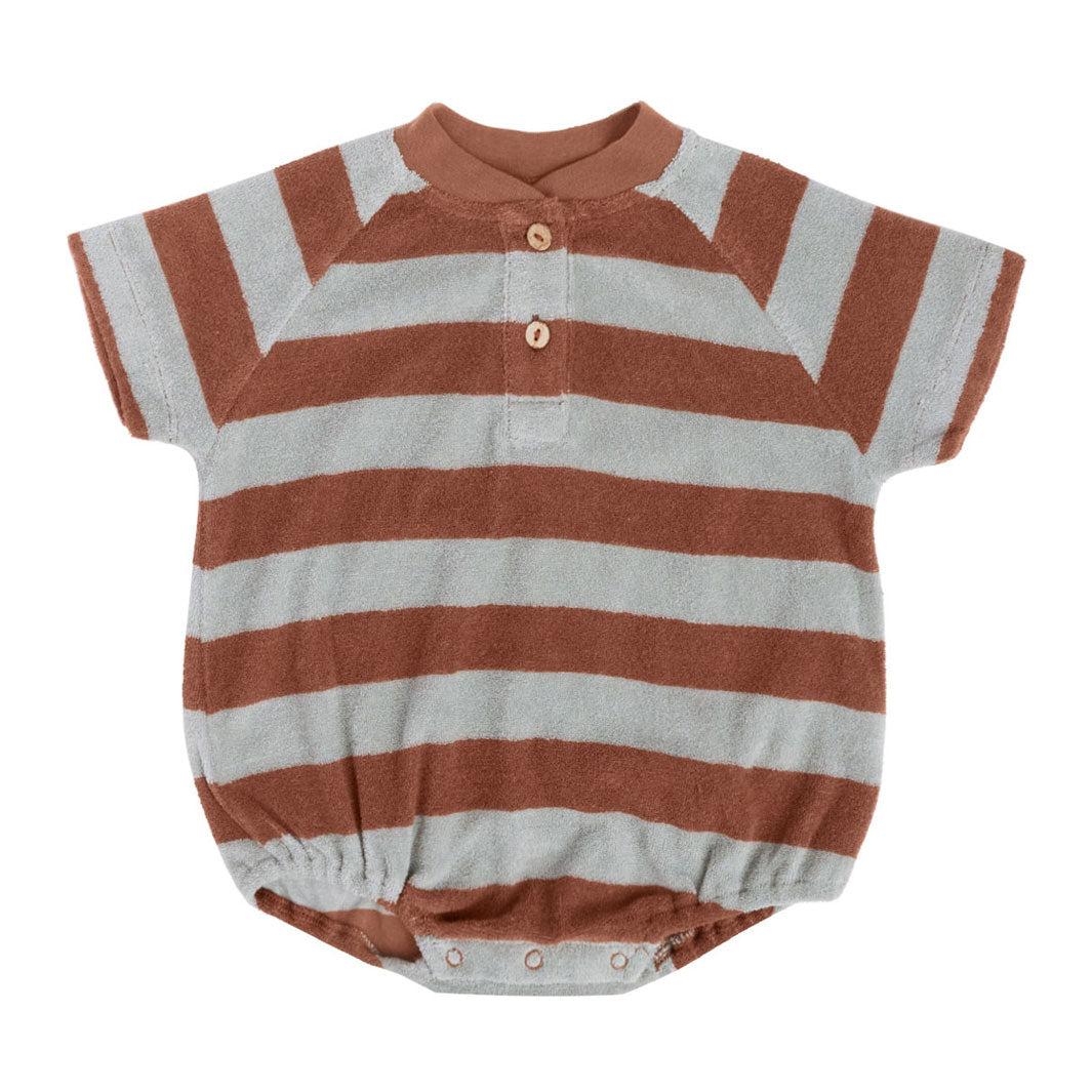 Quincy Mae Sienna + Sky Stripe Terry Henley Romper