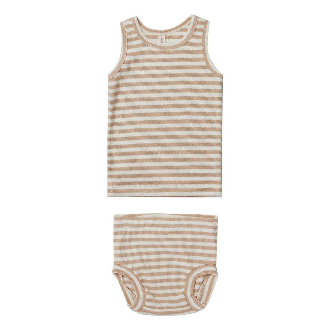 Quincy Mae Latte Stripe Ribbed Tank + Bloomer Set