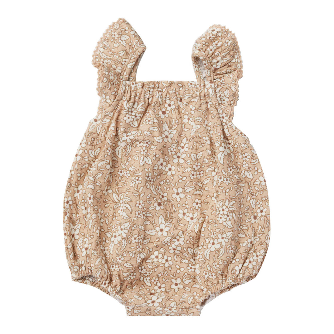 Quincy Mae Apricot Floral Bonnie Romper