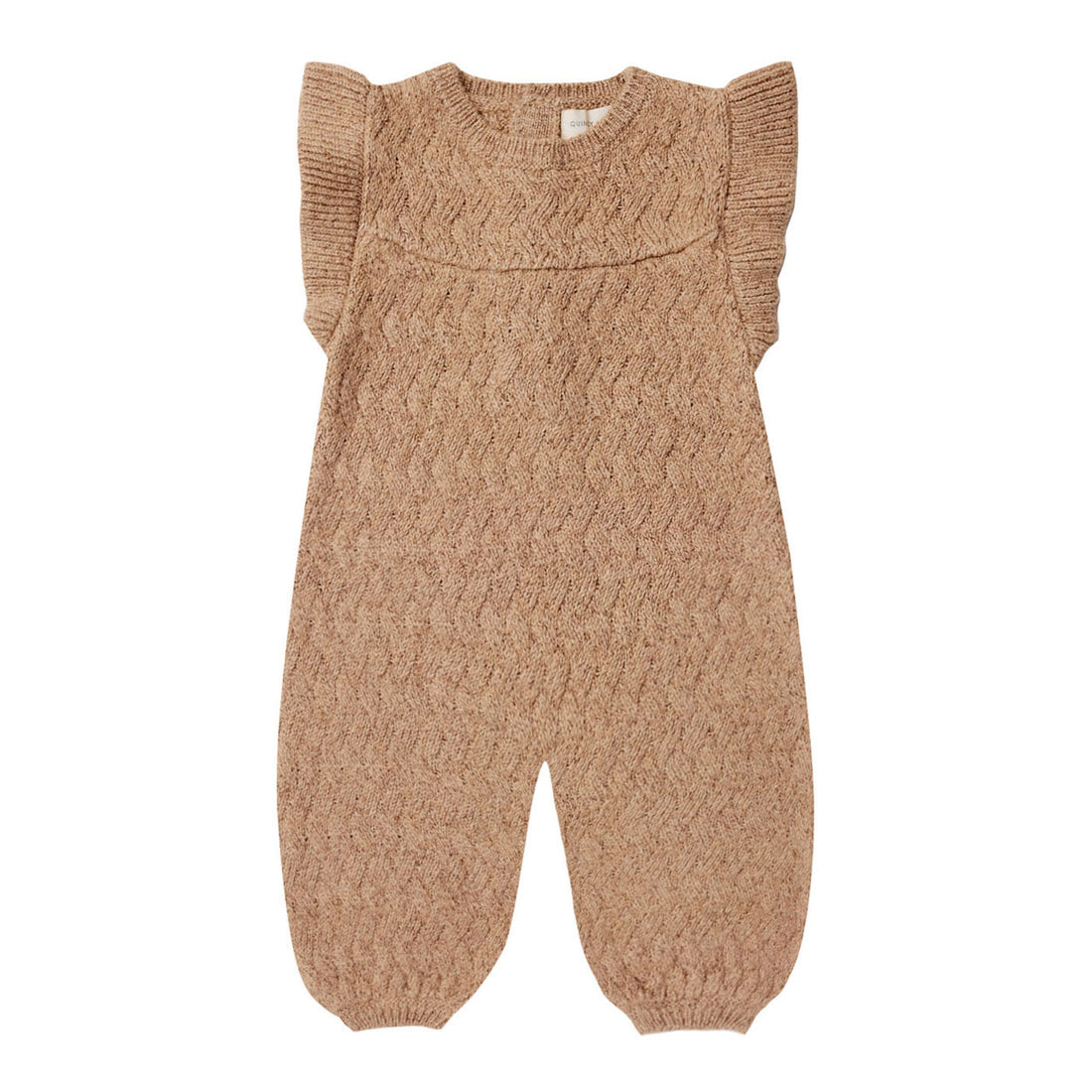 Quincy Mae Heathered Apricot Mira Knit Romper