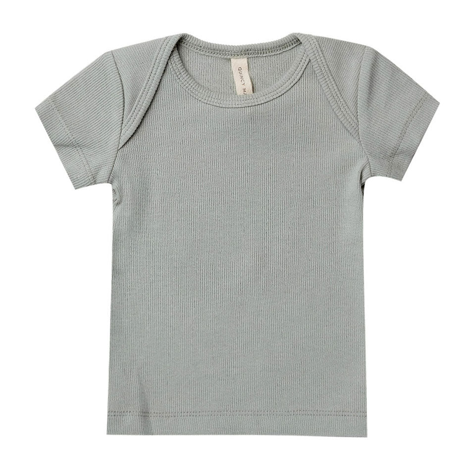 Quincy Mae Sky Ribbed Short Sleeve Tee