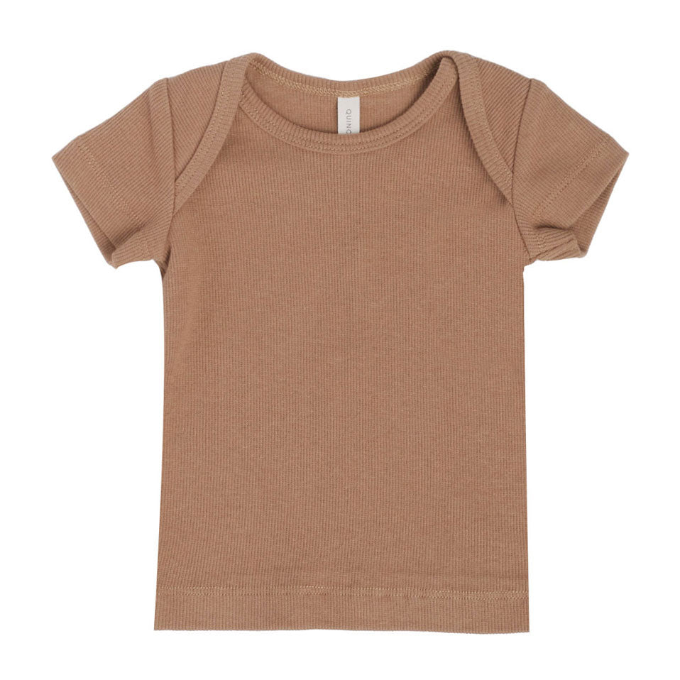 Quincy Mae Clay Ribbed Short Sleeve Tee