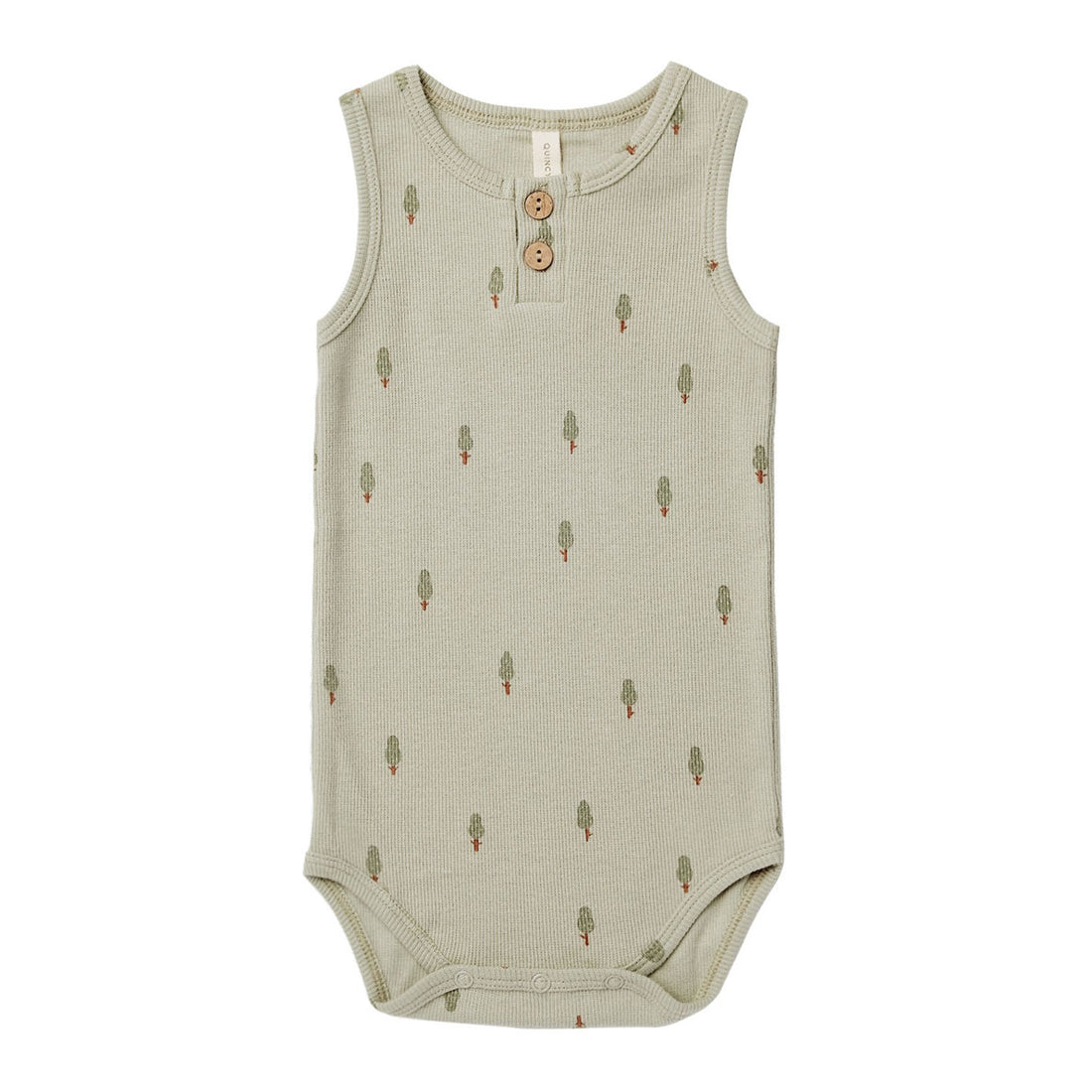Quincy Mae Sleeveless Henley Bodysuit | Trees